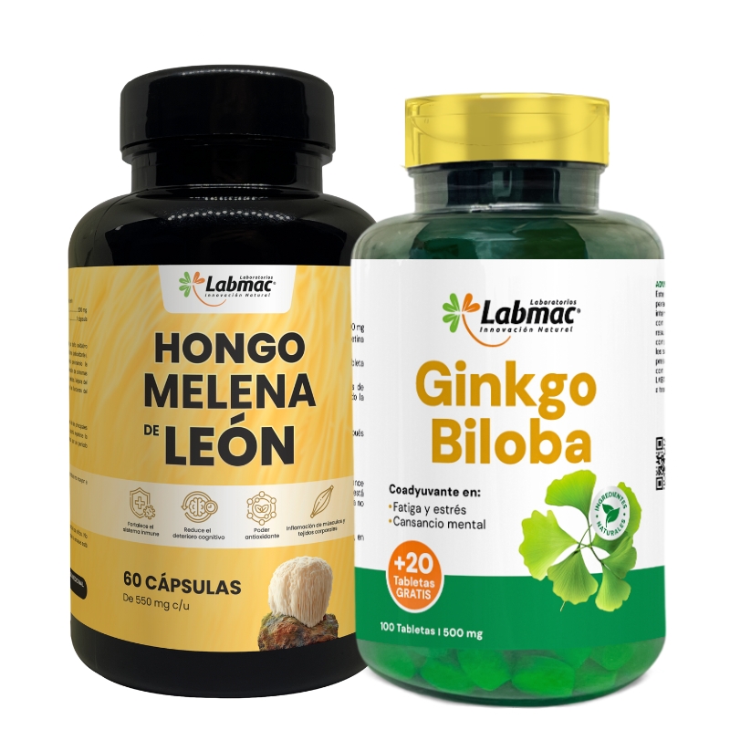 HONGO MELENA DE LEON CAPSULAS 550 mg ENVASE X 60 U + GINKGO BILOBA 500 MG TAB X 120